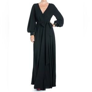 NWT Meghan LA Women’s Retro Glamour 70’s Black Lilypad Maxi Dress Size Small